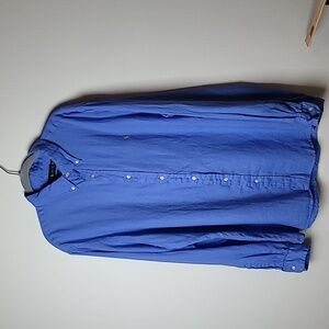 Men’s Polo 100% Linen Classic Fit Long Sleeve Shirt, Size XXL